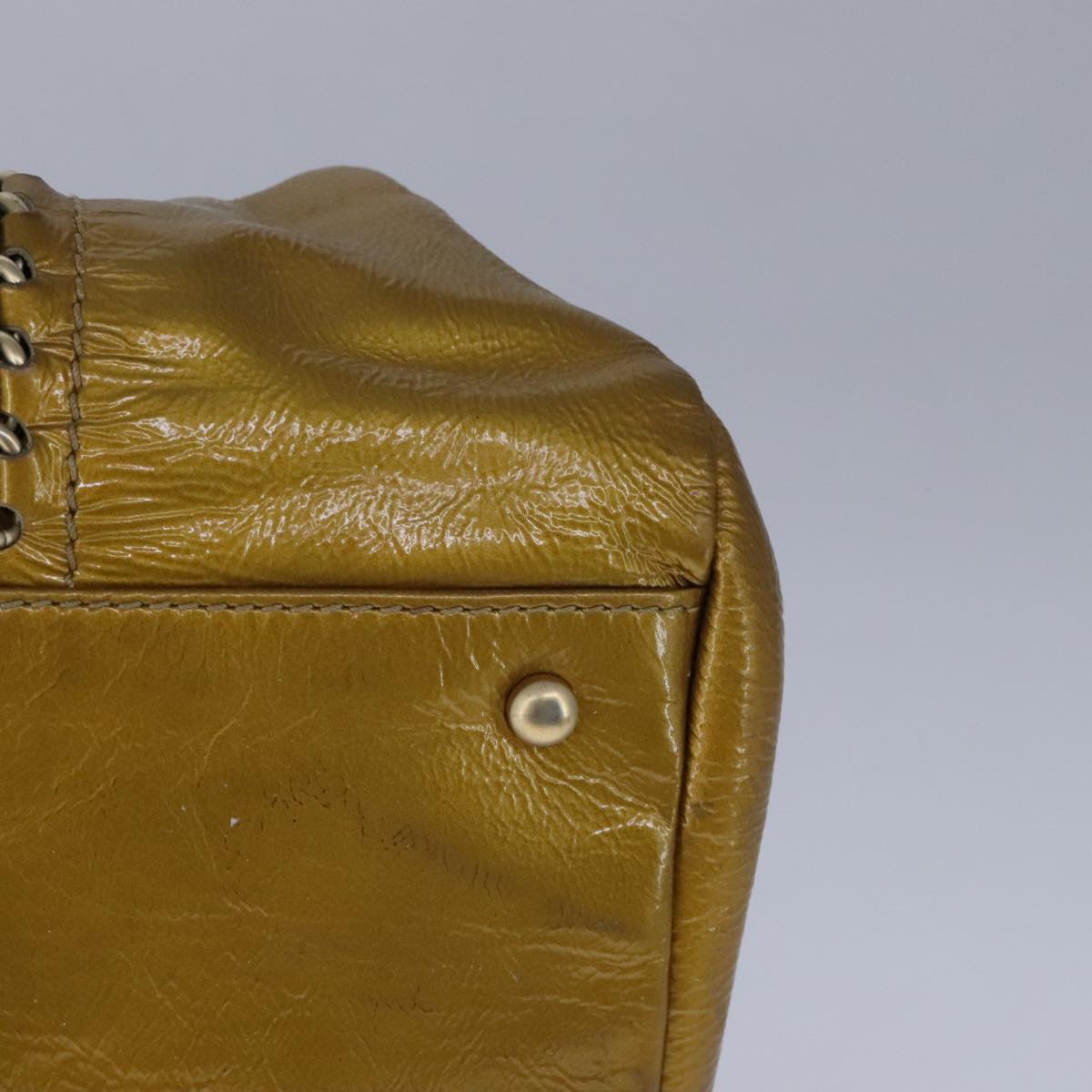 CHANEL Chain Shoulder Bag Patent Leather Gold CC 101963