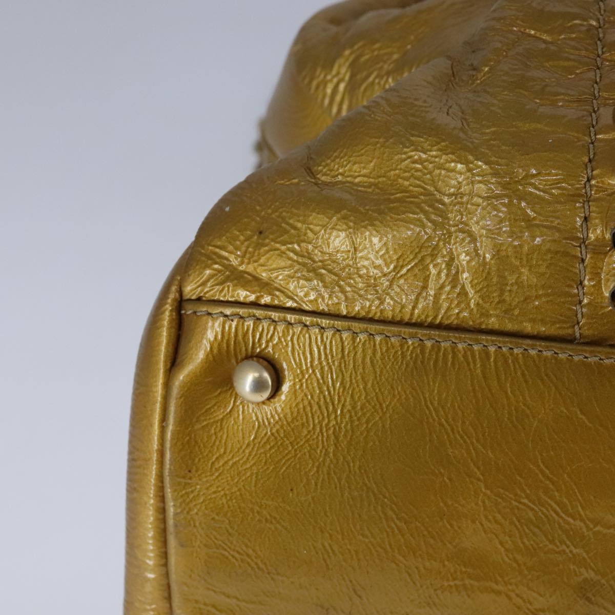 CHANEL Chain Shoulder Bag Patent Leather Gold CC 101963