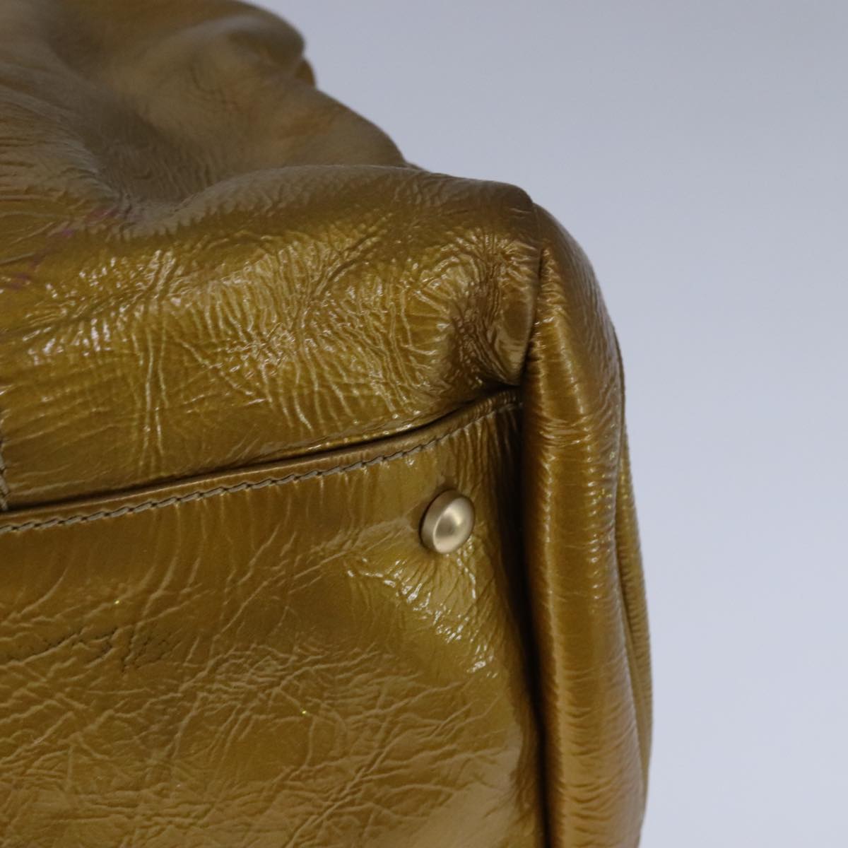 CHANEL Chain Shoulder Bag Patent Leather Gold CC 101963