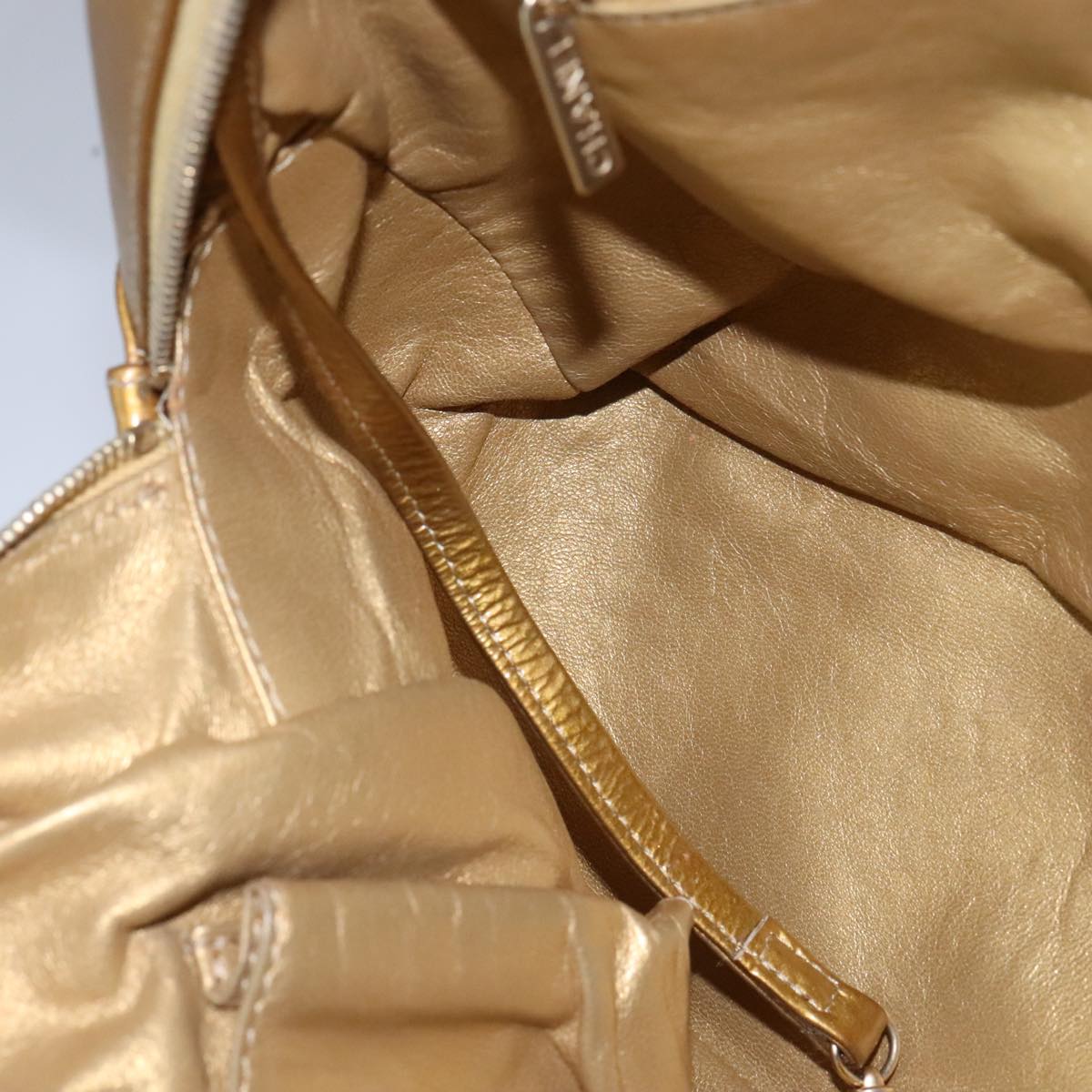 CHANEL Chain Shoulder Bag Patent Leather Gold CC 101963