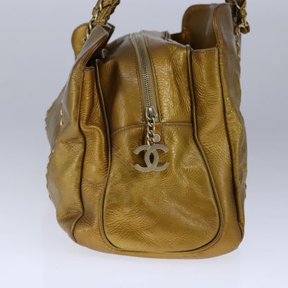 CHANEL Chain Shoulder Bag Patent Leather Gold CC 101963