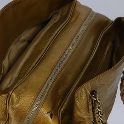 CHANEL Chain Shoulder Bag Patent Leather Gold CC 101963