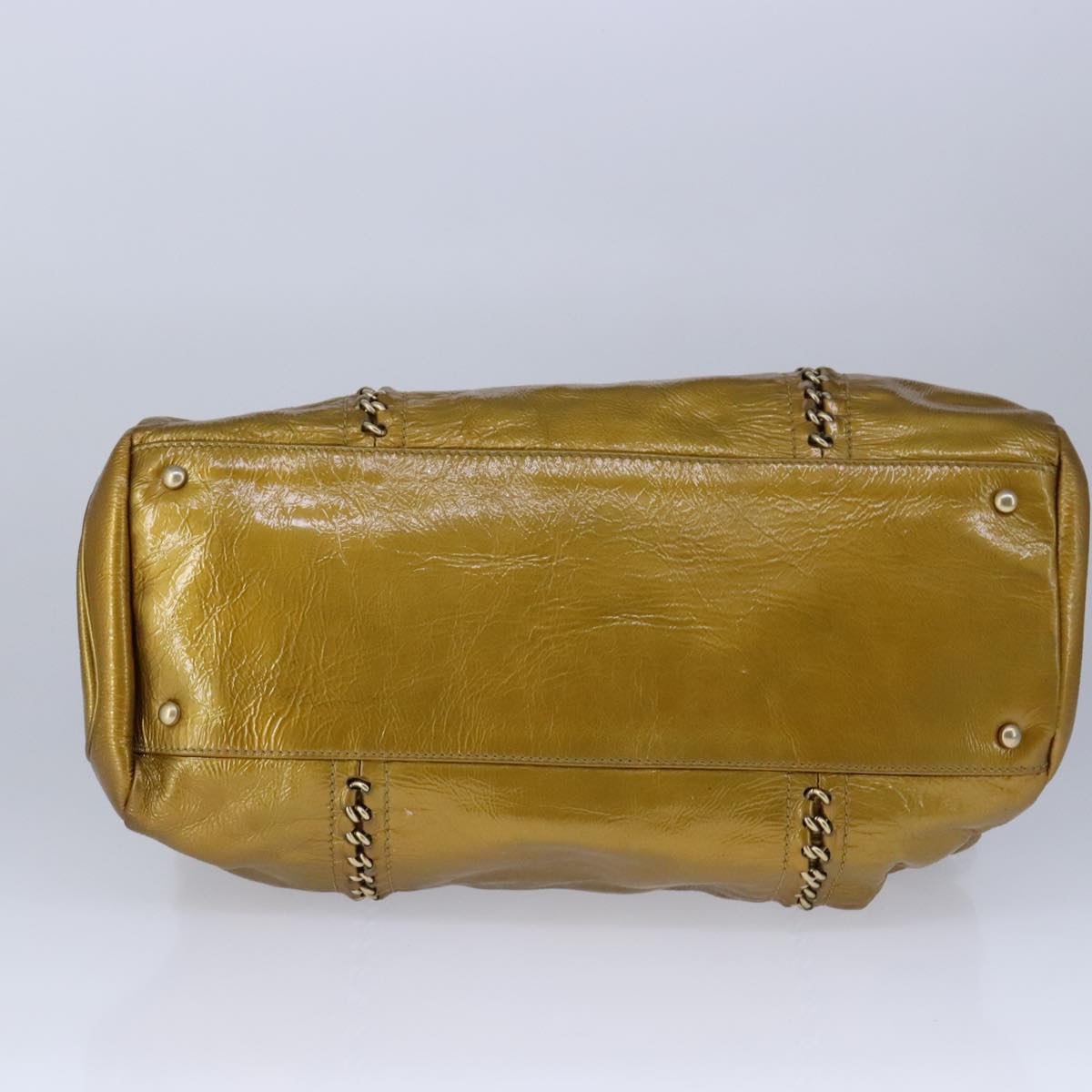 CHANEL Chain Shoulder Bag Patent Leather Gold CC 101963