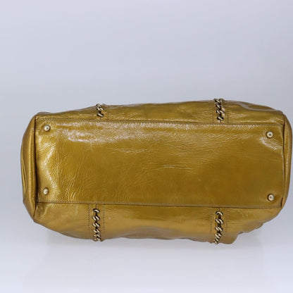 CHANEL Chain Shoulder Bag Patent Leather Gold CC 101963
