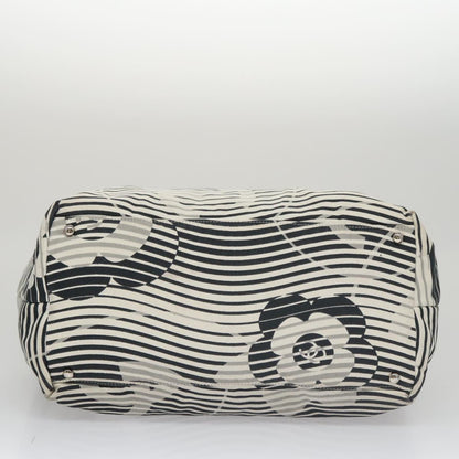 CHANEL Camelia Tote Bag Canvas White Black CC 101996