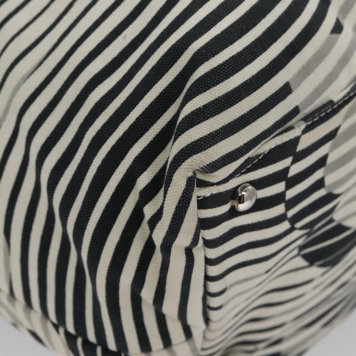 CHANEL Camelia Tote Bag Canvas White Black CC 101996