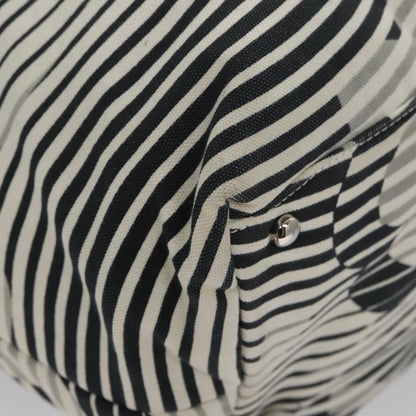 CHANEL Camelia Tote Bag Canvas White Black CC 101996