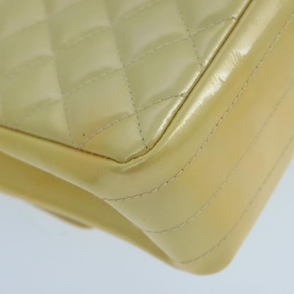 CHANEL Matelasse Hand Bag Patent leather Yellow CC 102023A