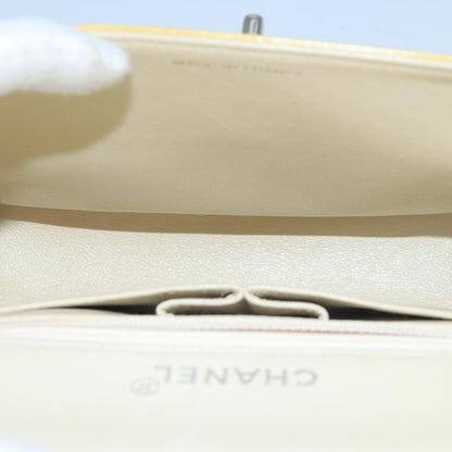 CHANEL Matelasse Hand Bag Patent leather Yellow CC 102023A