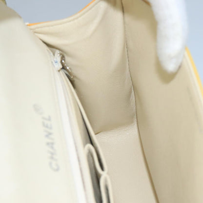 CHANEL Matelasse Hand Bag Patent leather Yellow CC 102023A