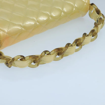 CHANEL Matelasse Hand Bag Patent leather Yellow CC 102023A