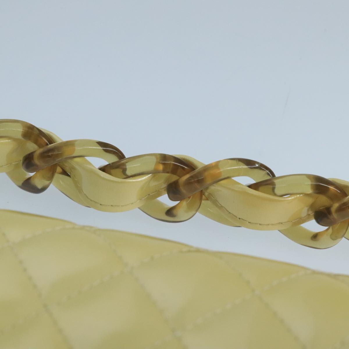CHANEL Matelasse Hand Bag Patent leather Yellow CC 102023A