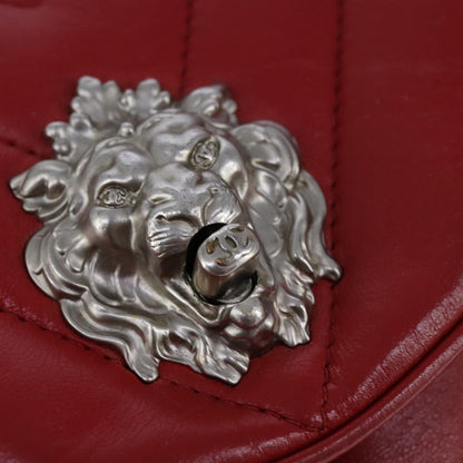 CHANEL V Stitch Chain Shoulder Bag Lamb Skin Red CC 102030A