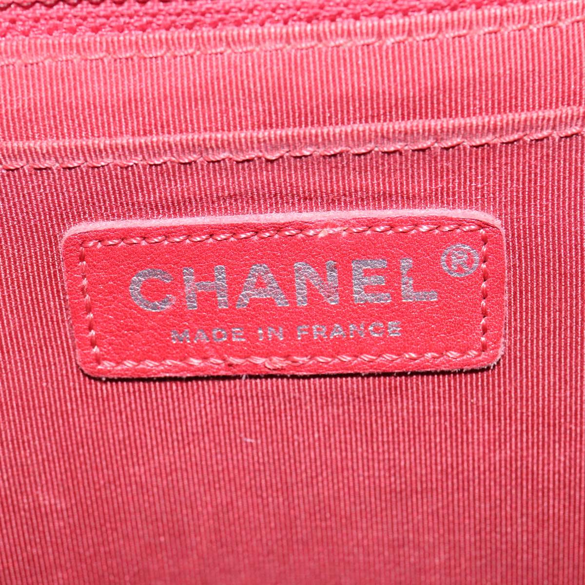 CHANEL V Stitch Chain Shoulder Bag Lamb Skin Red CC 102030A
