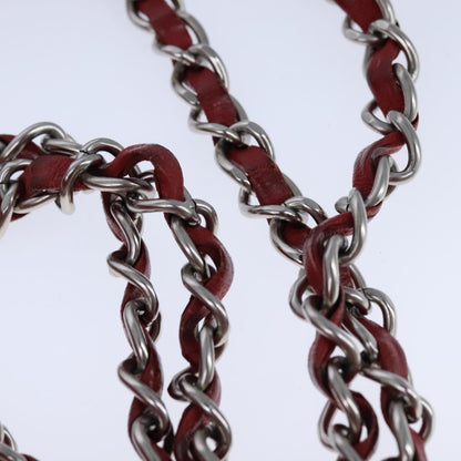 CHANEL V Stitch Chain Shoulder Bag Lamb Skin Red CC 102030A