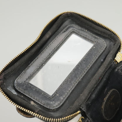 CHANEL Vanity Hand Bag Patent leather Black Gold CC 102205