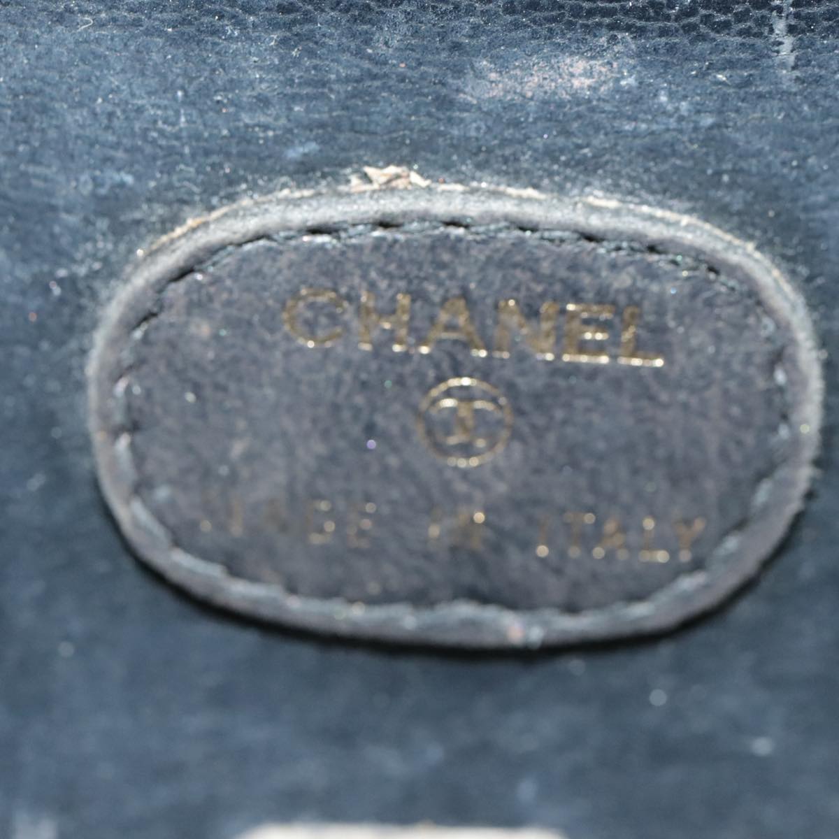 CHANEL Vanity Hand Bag Patent leather Black Gold CC 102205