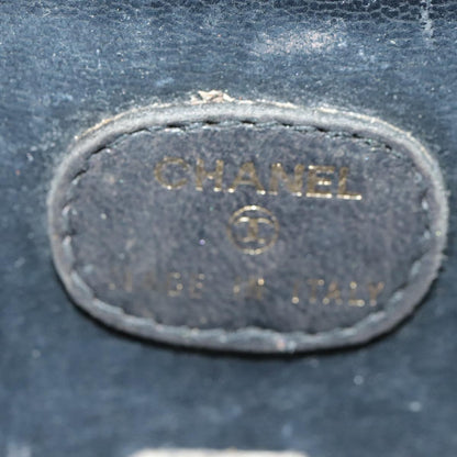 CHANEL Vanity Hand Bag Patent leather Black Gold CC 102205