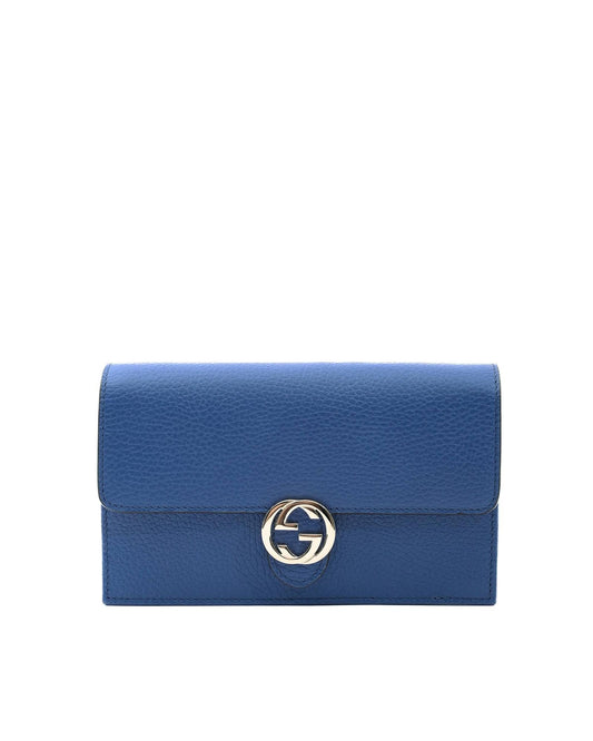 Gucci  GG Marmont Wallet on Chain Blue Leather