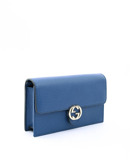 Gucci  GG Marmont Wallet on Chain Blue Leather