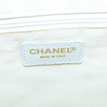 CHANEL Matelasse Wild Stitch Hand Bag Leather White Gold CC 102622
