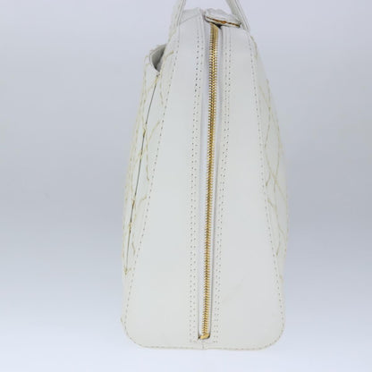 CHANEL Matelasse Wild Stitch Hand Bag Leather White Gold CC 102622