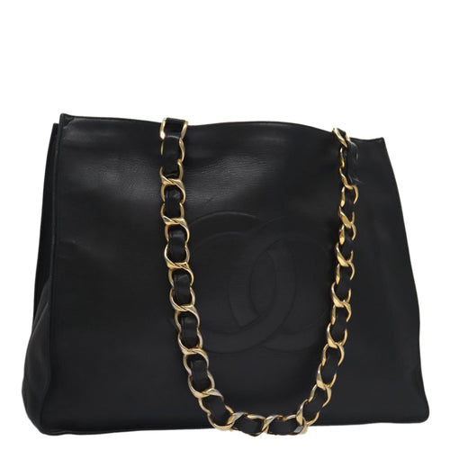 CHANEL COCO Mark Chain Tote Bag Leather Black CC 102670
