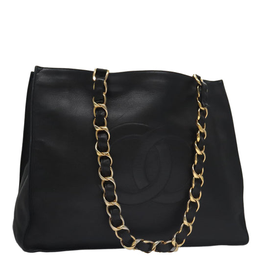 CHANEL COCO Mark Chain Tote Bag Leather Black CC 102670