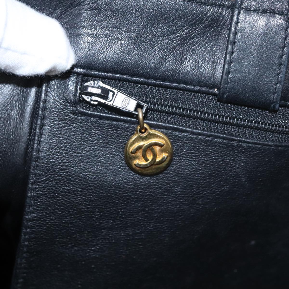 CHANEL COCO Mark Chain Tote Bag Leather Black CC 102670