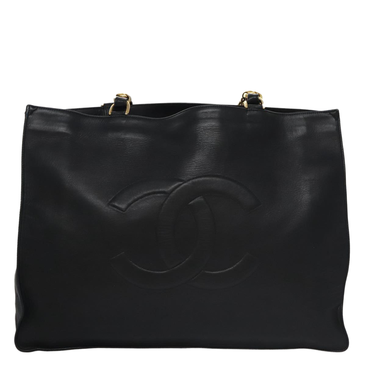 CHANEL COCO Mark Chain Tote Bag Leather Black CC 102670