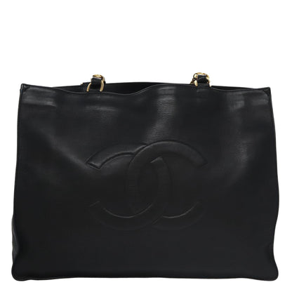 CHANEL COCO Mark Chain Tote Bag Leather Black CC 102670