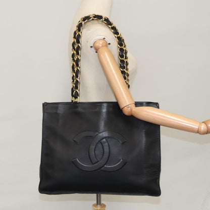 CHANEL COCO Mark Chain Tote Bag Leather Black CC 102670
