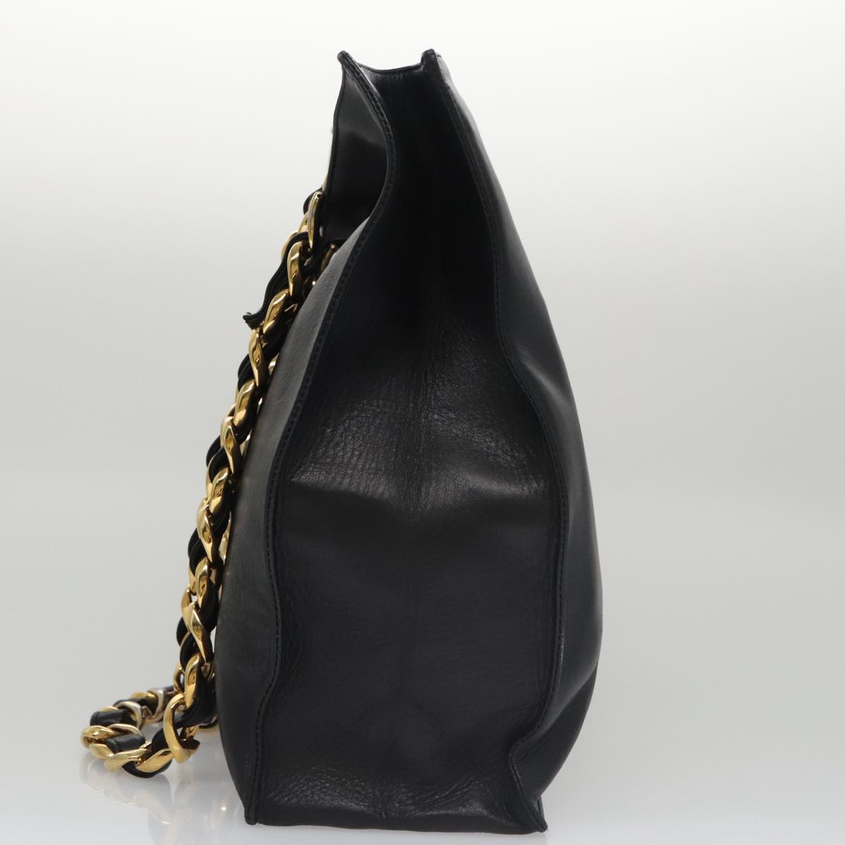 CHANEL COCO Mark Chain Tote Bag Leather Black CC 102670