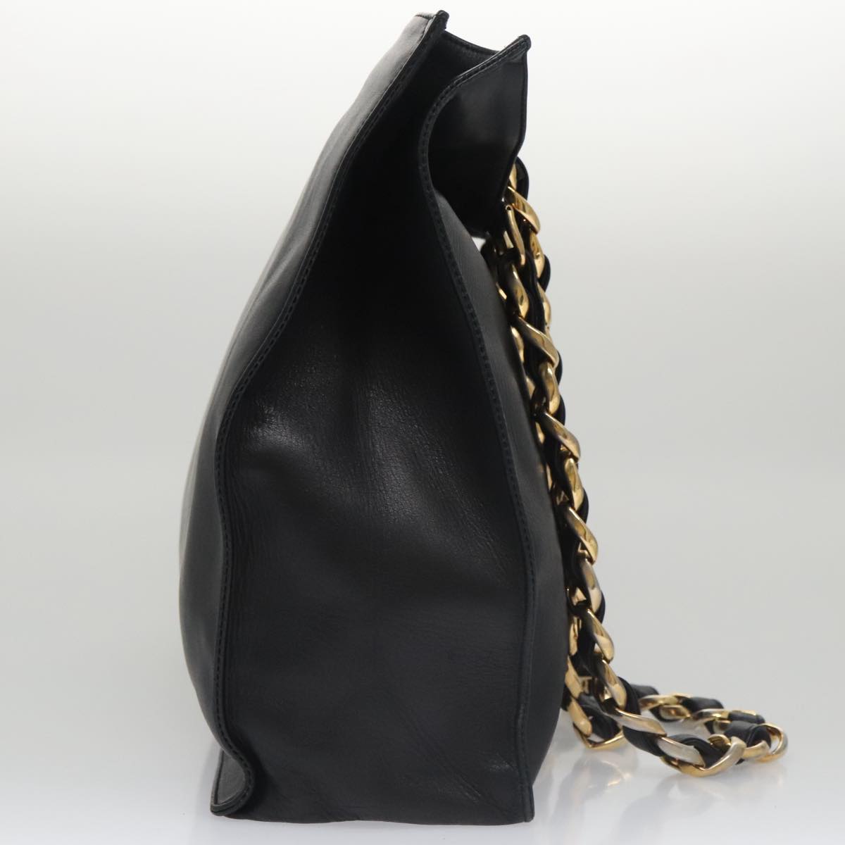 CHANEL COCO Mark Chain Tote Bag Leather Black CC 102670