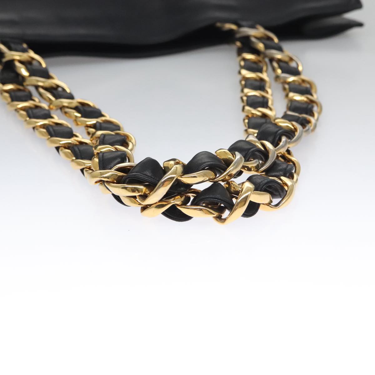 CHANEL COCO Mark Chain Tote Bag Leather Black CC 102670