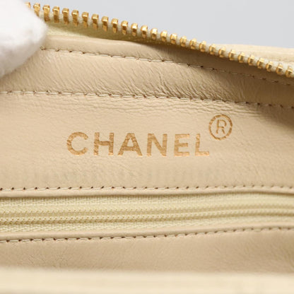 CHANEL Matelasse Chain Hand Bag Caviar Skin Beige Gold CC 102830