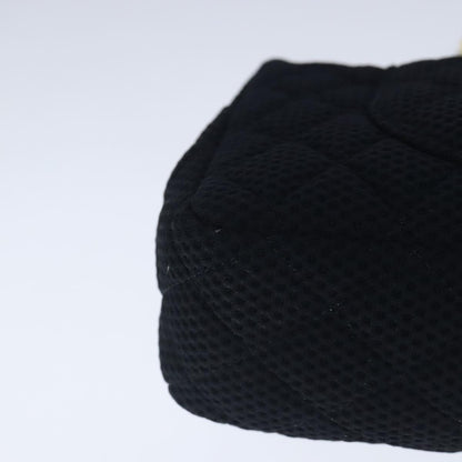 CHANEL Matelasse Mesh Chain Hand Bag Cotton Black CC 102881A