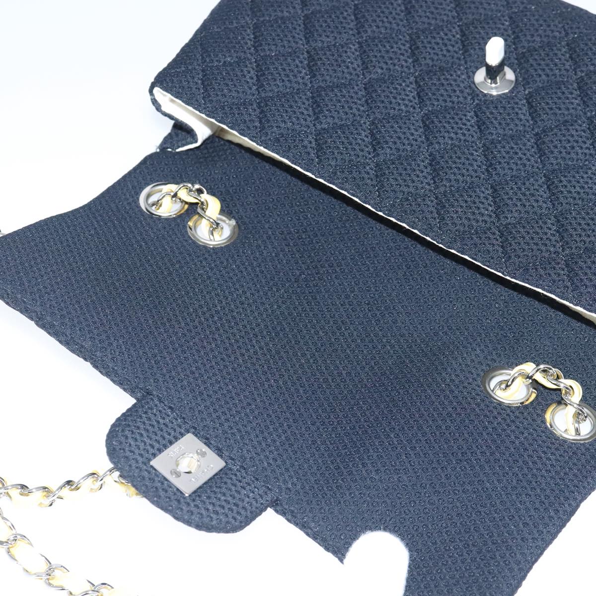 CHANEL Matelasse Mesh Chain Hand Bag Cotton Black CC 102881A