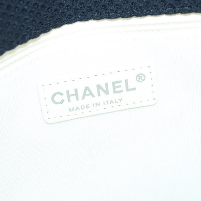 CHANEL Matelasse Mesh Chain Hand Bag Cotton Black CC 102881A