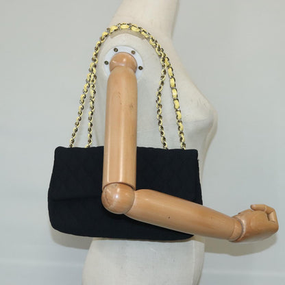 CHANEL Matelasse Mesh Chain Hand Bag Cotton Black CC 102881A