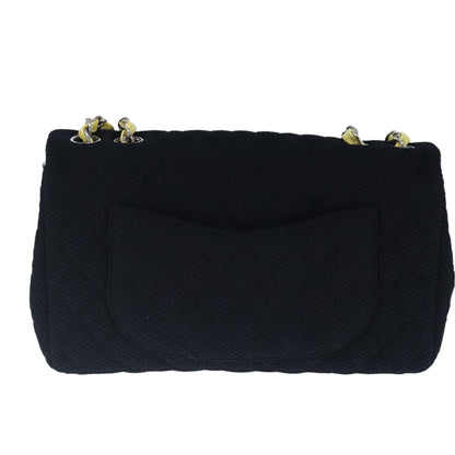 CHANEL Matelasse Mesh Chain Hand Bag Cotton Black CC 102881A