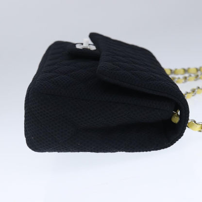 CHANEL Matelasse Mesh Chain Hand Bag Cotton Black CC 102881A
