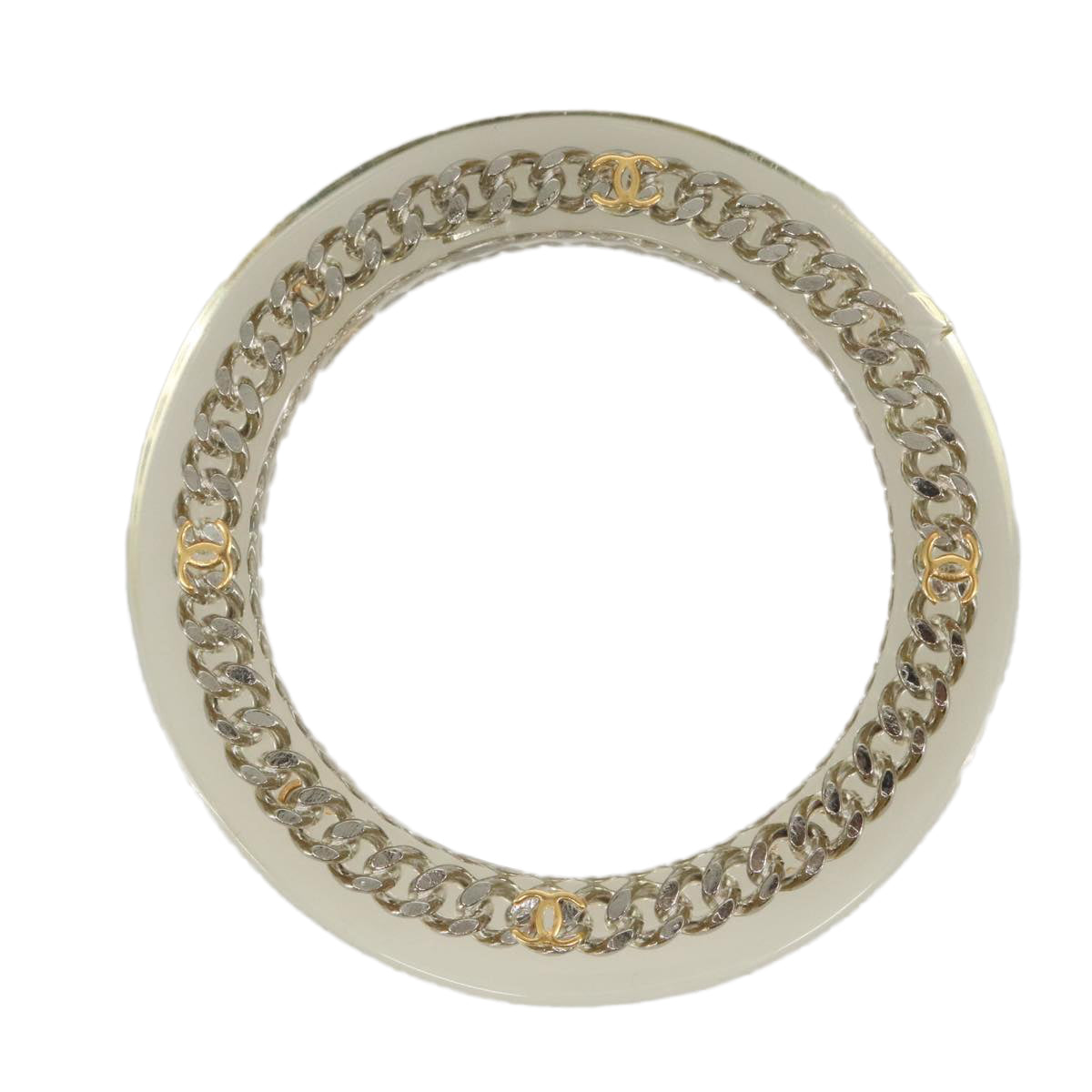CHANEL Chain Bracelet plastic Clear CC 102913