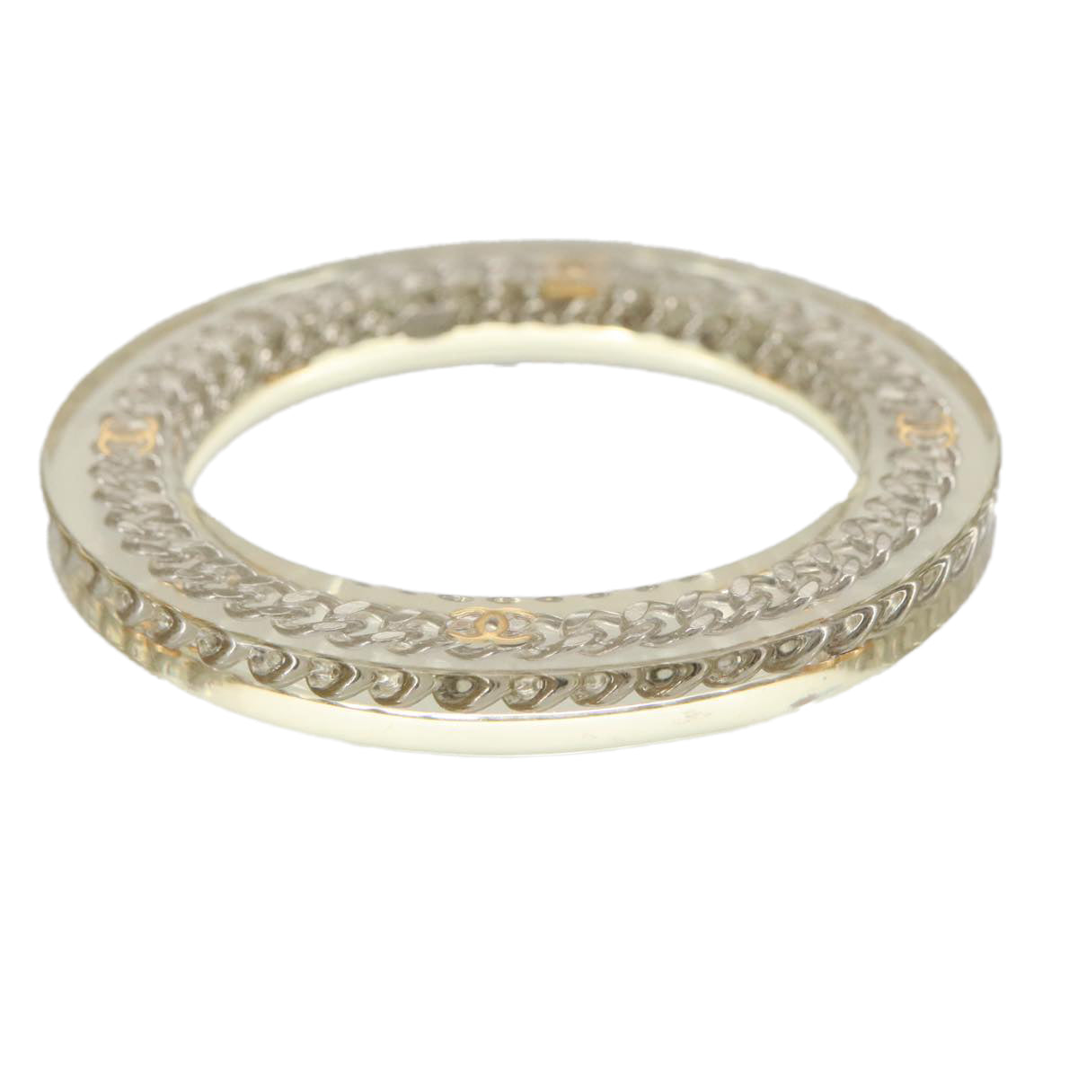 CHANEL Chain Bracelet plastic Clear CC 102913