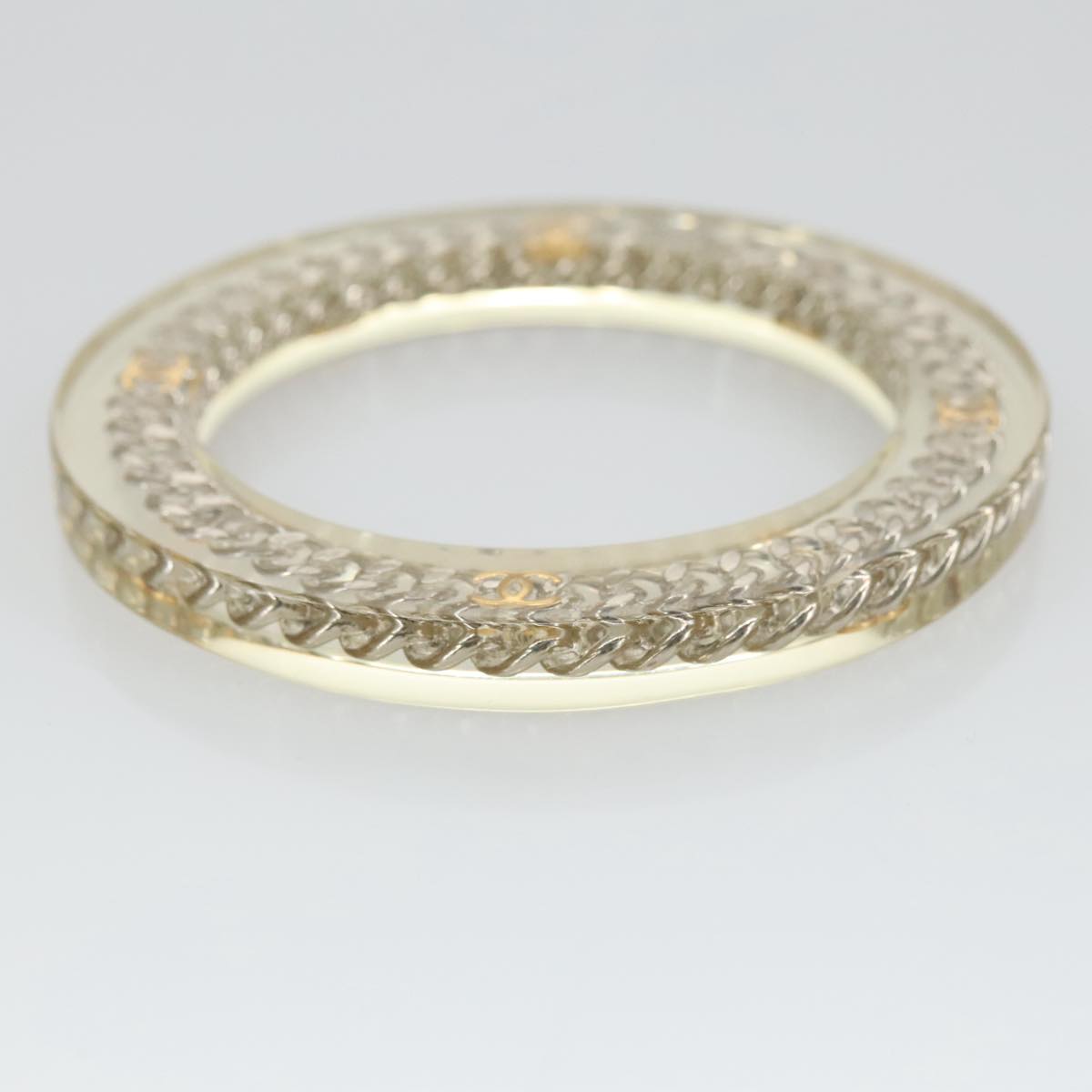 CHANEL Chain Bracelet plastic Clear CC 102913