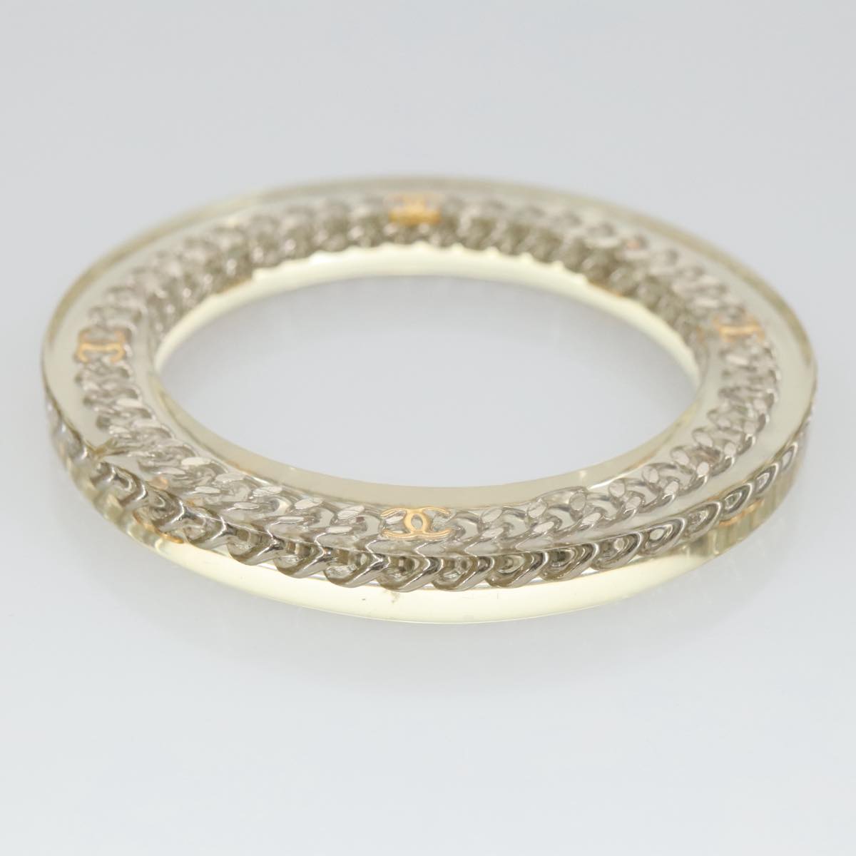 CHANEL Chain Bracelet plastic Clear CC 102913