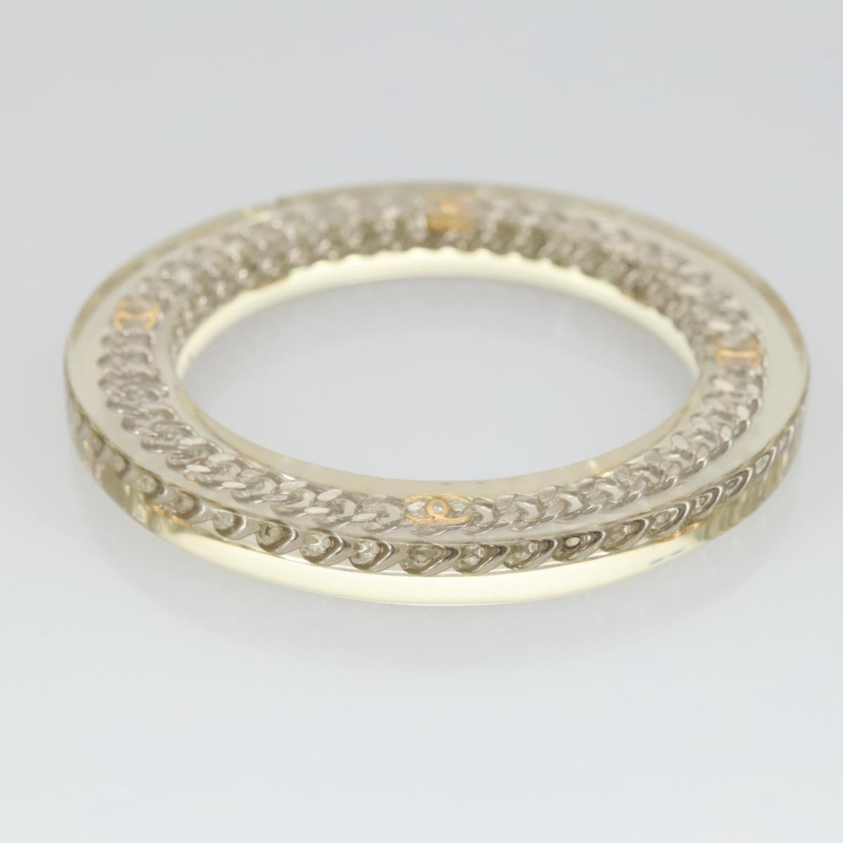 CHANEL Chain Bracelet plastic Clear CC 102913