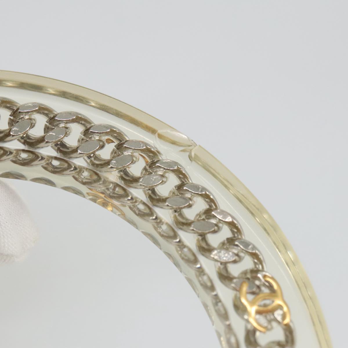 CHANEL Chain Bracelet plastic Clear CC 102913