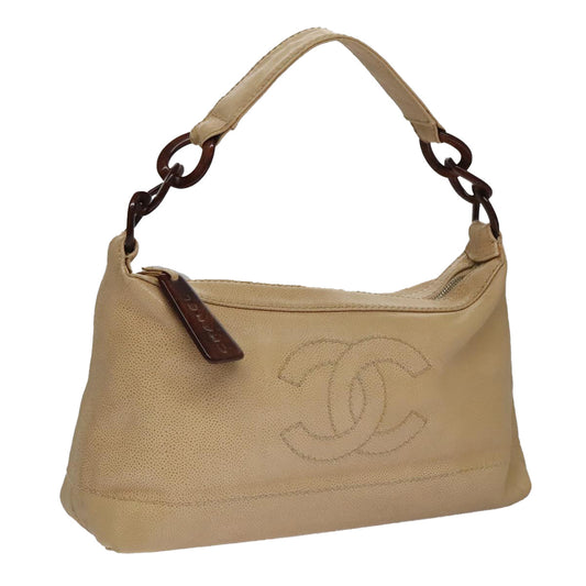 CHANEL COCO Mark Shoulder Bag Caviar Skin Beige CC 102917