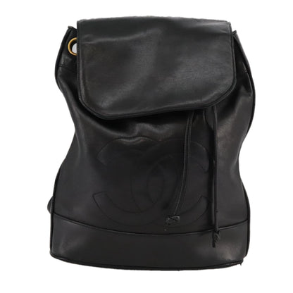 CHANEL COCO Mark Chain Body Bag Lamb Skin Black CC 102945